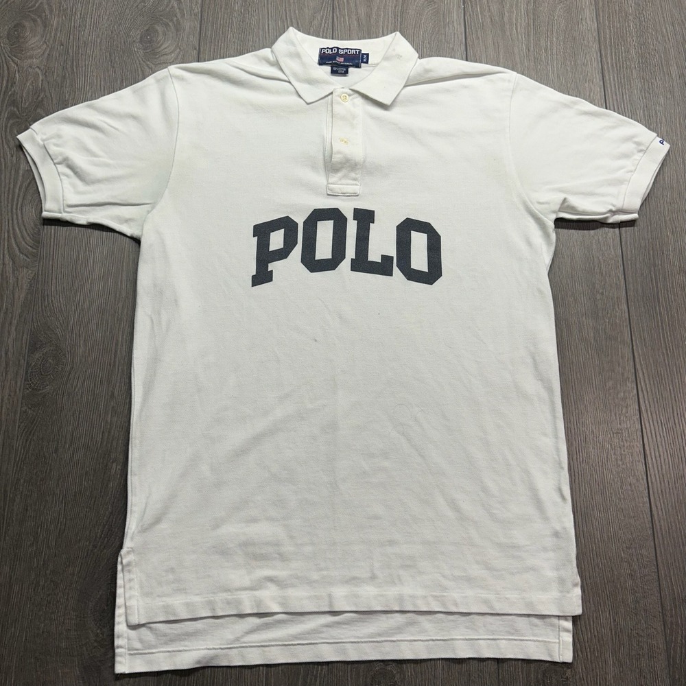 Vintage Polo Sport Ralph Lauren White Big Logo Polo Shirt Mens Medium Canada